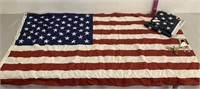 58"x32” American Flag & 2 Folded Flags