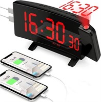 PEYOU Projection Alarm Clock for Bedroom with [5