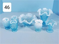 Fenton Ice Hobnail Blue Opalescent Vases