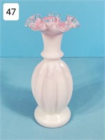 Fenton Pink Case Glass Opalescent 9" Fluted Vase