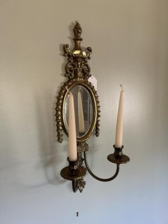 Brass, Mirrored Candle Sconce, 24"L