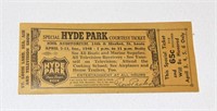 HYDE PARK BEER ADVERTISING COURTESY TICKET