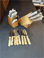 Collection of kitchen knives and blocks