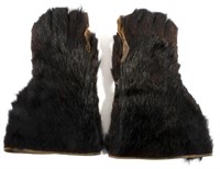 Black Bear Fur Gauntlet Gloves c. Early 1900's
