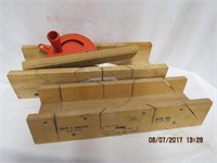 2 mitre boxes and a gauge
