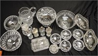 Nineteen various cut crystal table wares