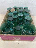 green drinking glasses