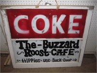 Window sign, Coke, Buzzard Roost Cafe