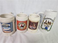 4 Assorted Beer Steins