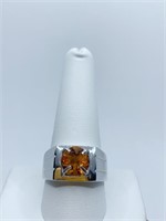 RING CITRINE STONE SILVER SETTING SZ. 11 - 6.68