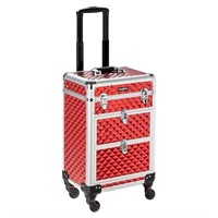 Portable Makeup Organizer Suitcase Red