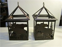 Pair of Metal Hanging Candle Holders