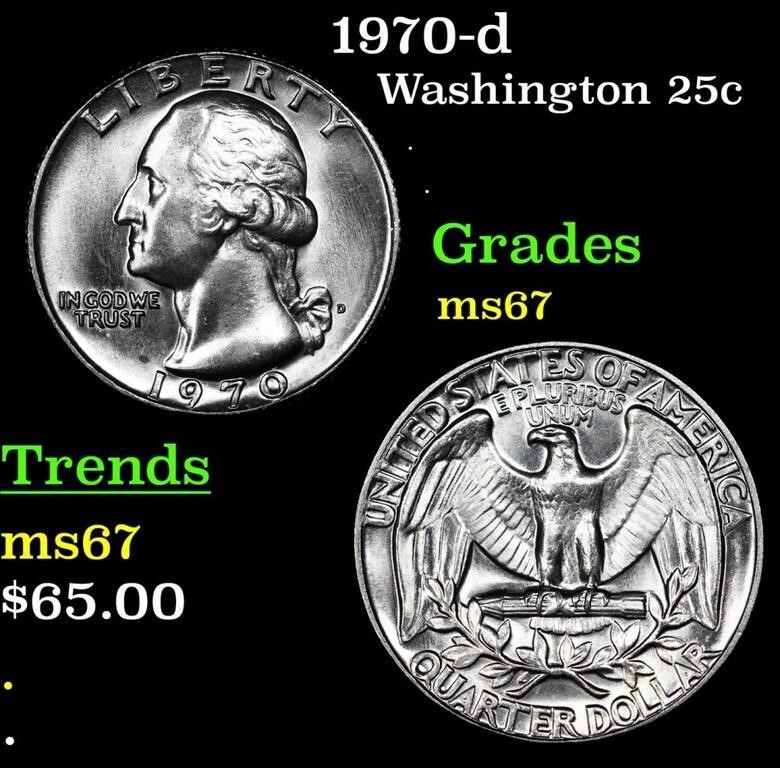 1970-d Washington Quarter 25c Grades GEM++ Unc