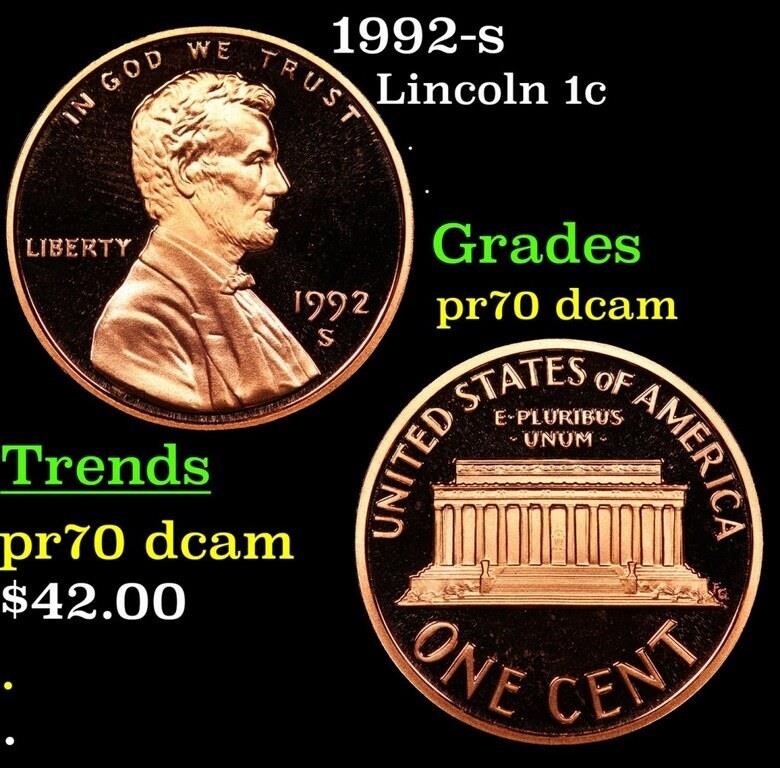 Proof 1992-s Lincoln Cent 1c Grades GEM++ Proof De