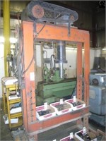 Shop Built 50 tonne press w/ adj. Bed, on castors