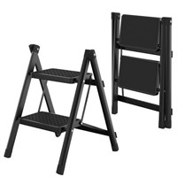 Step Ladder 2 Step Folding, Sturdy 350LBS Steel Fo