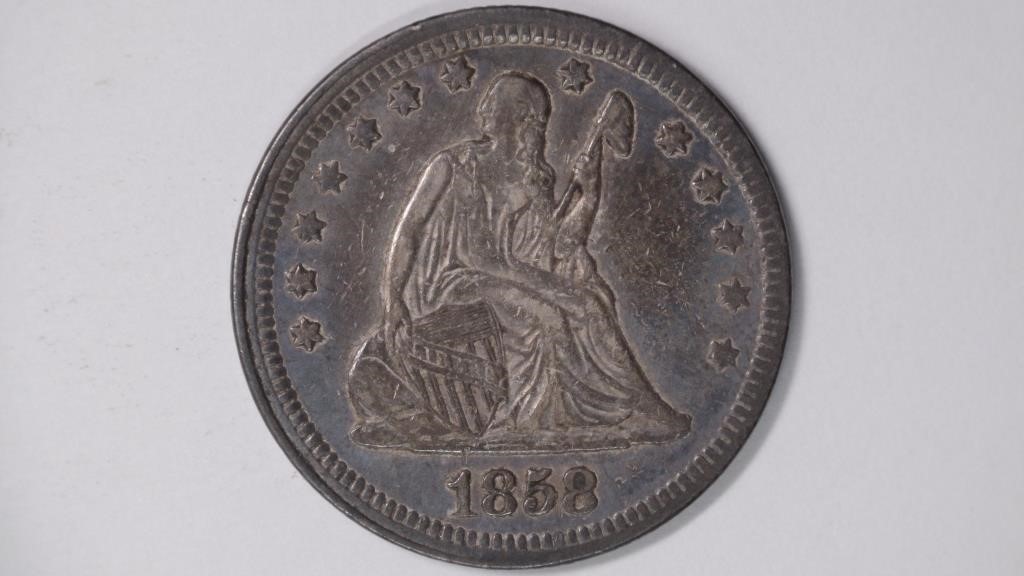 1858 Seated Liberty Quarter