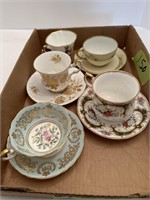 4 Fine China England cups and sauces