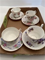 4 Bone China England cup and sauces