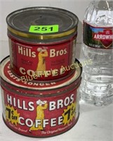2 coffee tins- Hills Bros.