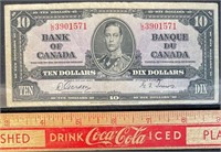 1937 BANK OF CANADA TEN DOLLAR BANK NOTE