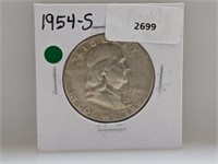 1954-S 90% Silver Franklin Half $1 Dollar