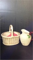 Beautiful ceramic basket and pitcher