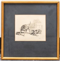 William Samuel Howitt Antique Engraving of Dogs