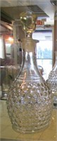 2 Hobnail Clear Glass Decanter and Relish Dish