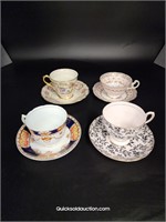 4 Teacups & Saucers