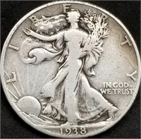 1938-D Walking Liberty Silver Half Dollar, Key