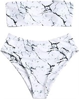 NEW - ZAFUL Women's Bikini Set Marble Print High