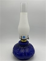 VINTAGE BLUE COBALT OIL LAMP
