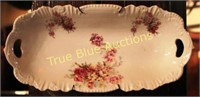 White Relish Tray with Pink and White Floral Detai