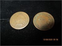 2 Indian Head Pennies-1895