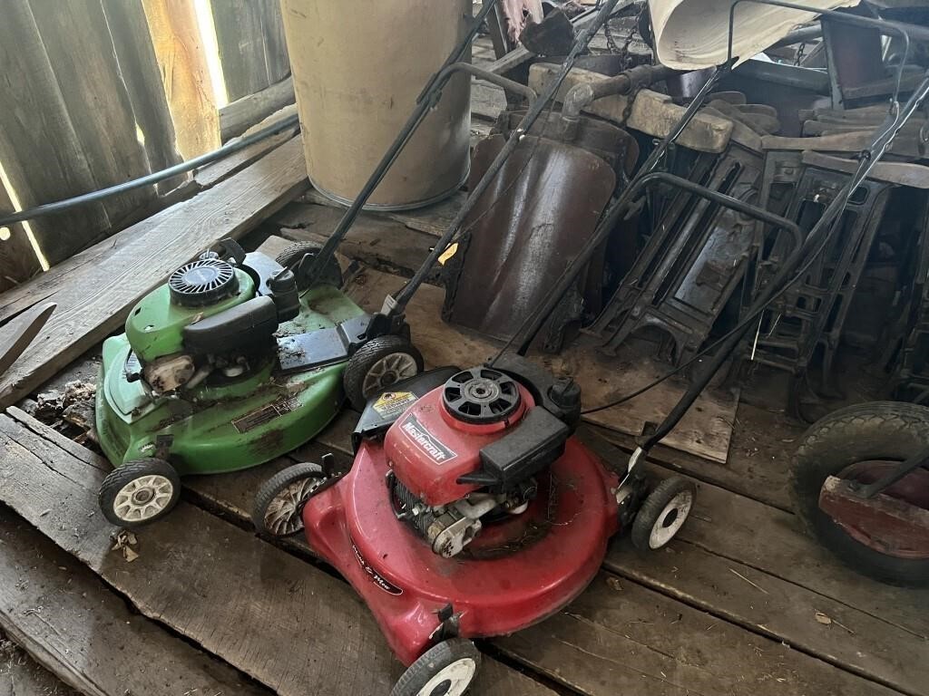 Two Gas Lawnmowers, both turning over