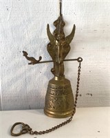 Antique cast brass bell door knocker wall mount