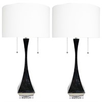 Set of 2 Messina Table Lamps, Polished Nickel
