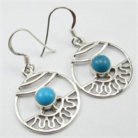 Sterling Silver 1.8 Ct Turquoise Earrings