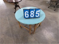 BAMBOO BLUE TOP PAINTED COFFEE TABLE