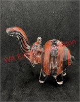 Glass pipe red and black striped elephant (living