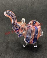 Glass pipe red and blue striped elephant (living