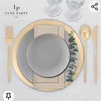 $80 LUXE PARTY 24 Pack Round Mirror Charger Plate