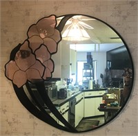 Black Floral Wall Hanging Mirror