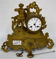 Figural clock, gold finish