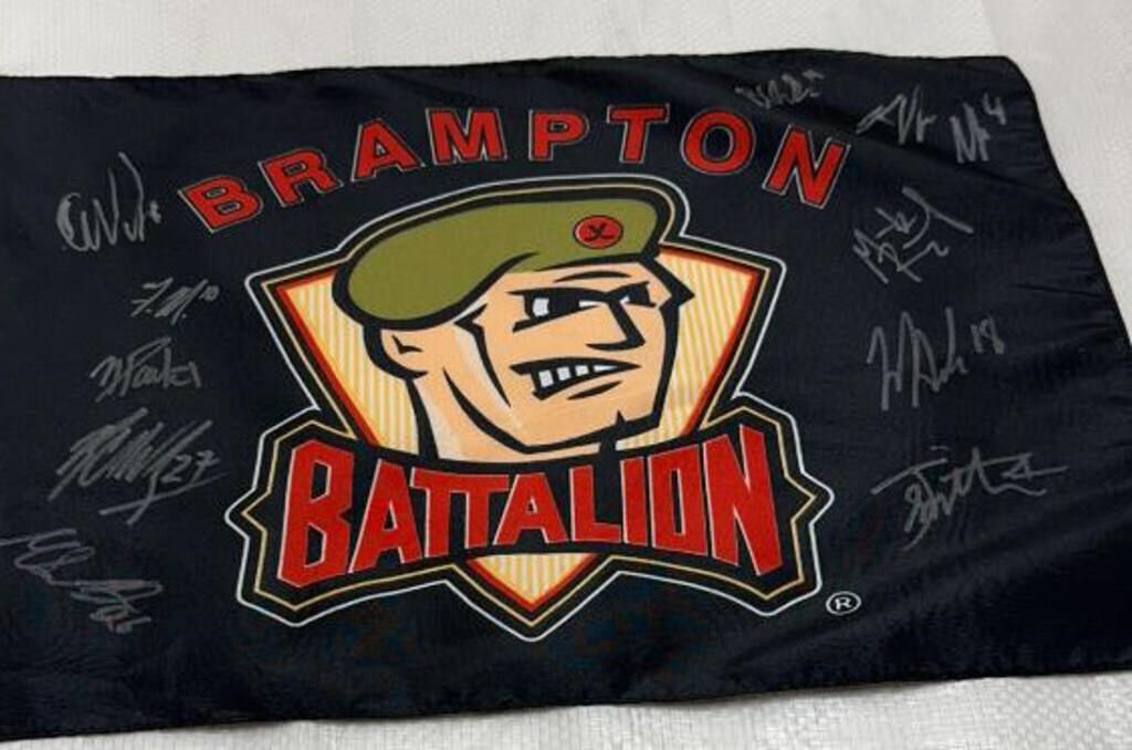 Brampton battalion signed flag by the team