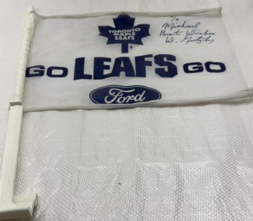 Michael signed leafs car flag