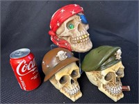 Set of 3 Skull Figurines
