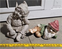 2 garden statues - elf and gnome -  some kind of