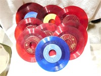 Lot of 9 vintage colour 45 rpm